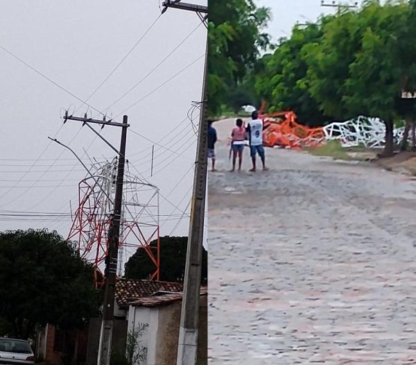 Torre de telefonia desaba em Mandiroba e assusta moradores de Sebastião Laranjeiras.