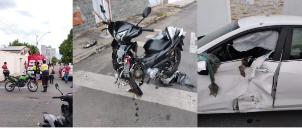 Motociclista fica em estado grave após acidente entre carro e moto em Guanambi.