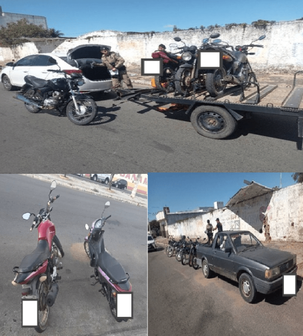 PM apreende nove veículos durante fiscalizações no trânsito em Guanambi.