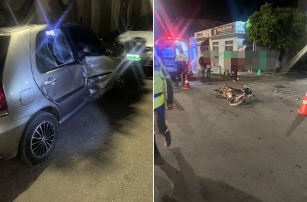 Adolescente sofre ferimentos graves em acidente entre moto e carro em Guanambi.