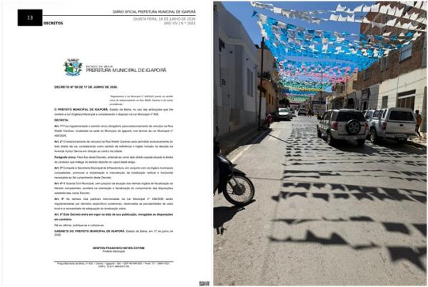 Novo decreto altera regras de estacionamento em rua de Igaporã.