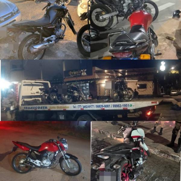 Operação da PM remove nove motocicletas por irregularidades e manobras perigosas em Guanambi.
