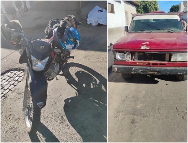Acidente entre motocicleta e caminhonete deixa um morto e um ferido em Guanambi.
