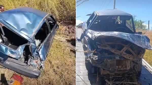 Pastor escapa sem ferimentos após veículo capotar na BR-122, em Guanambi.