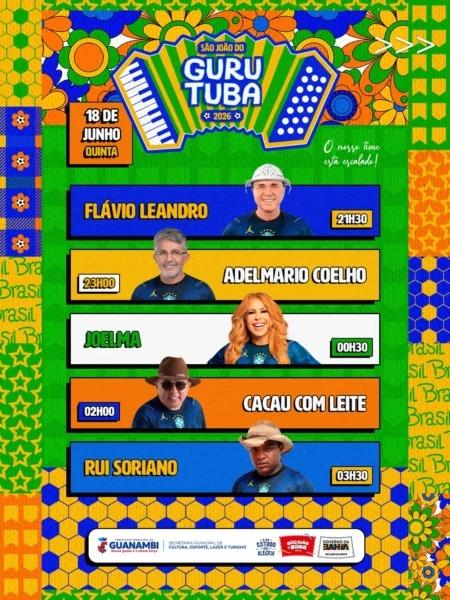 Prefeitura de Guanambi divulga programação oficial do São João do Gurutuba 2026.