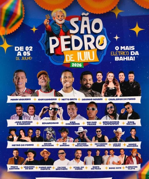 São Pedro de Iuiu 2026 promete movimentar a região com quatro dias de festa e atrações nacionais.