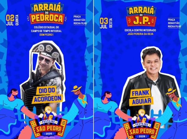 Sebastião Laranjeiras anuncia programação do São Pedro 2026 com atrações musicais e arraiás escolares.