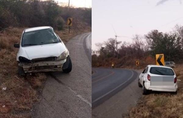 Carro capota na BR-030, em Guanambi, e veículo é localizado abandonado fora da pista.
