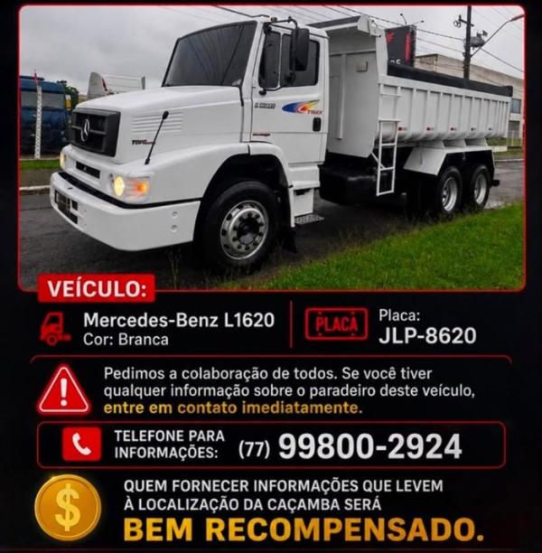 Caminhão caçamba furtado em Iuiu é visto por câmeras seguindo para Espinosa (MG).