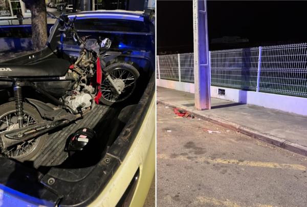 Mulher sofre acidente de moto e é encaminhada ao hospital em Guanambi.