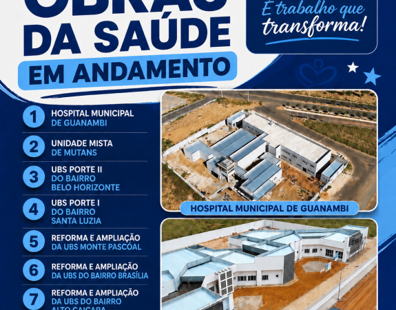 Secretaria de Saúde de Guanambi executa 8 (oito) importantes obras para modernização, melhoria e ampliação da rede de atendimento.