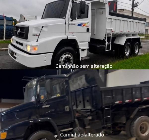 Caminhão furtado em Iuiu é recuperado pela PM em área de mata na zona rural de Licínio de Almeida.