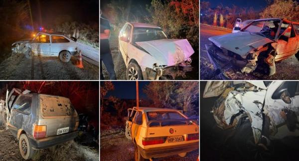 Colisão envolvendo três carros deixa pessoas feridas na BA-026, entre Licínio de Almeida e Caculé.