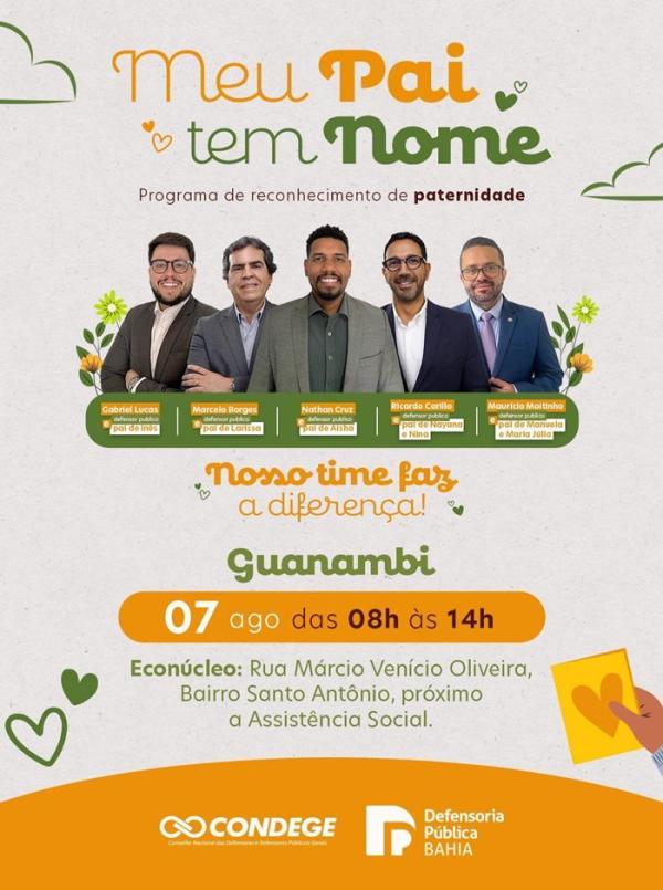 Guanambi recebe campanha Meu Pai Tem Nome com exame de DNA gratuito.