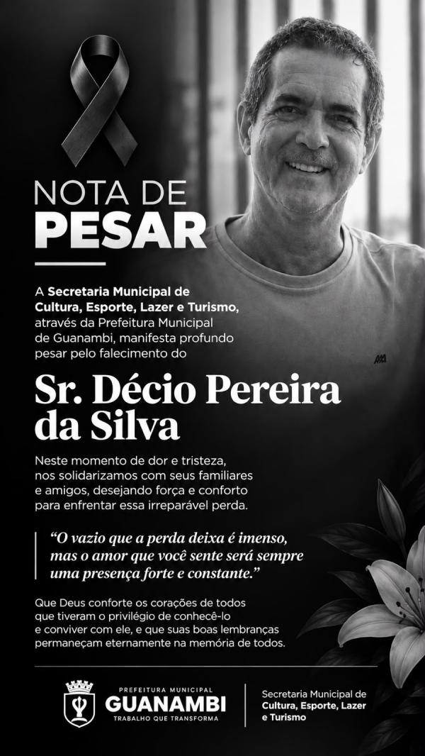 LUTO EM GUANAMBI: morre Décio Pereira da Silva – Décio da Farmácia Beija Flor.