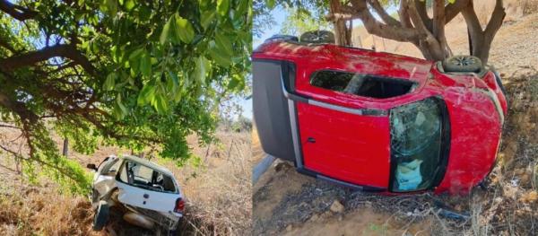Acidente entre Fiat Strada e Gol deixa três pessoas feridas na BA-938, em Guanambi.