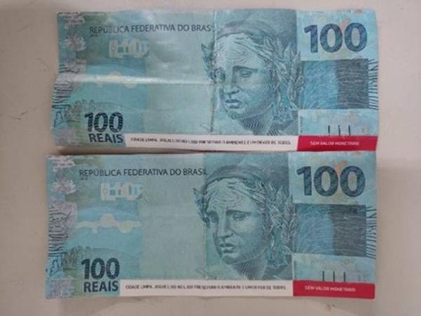 Homem é preso ao tentar pagar serviços com notas de 100 reais falsas em Guanambi.