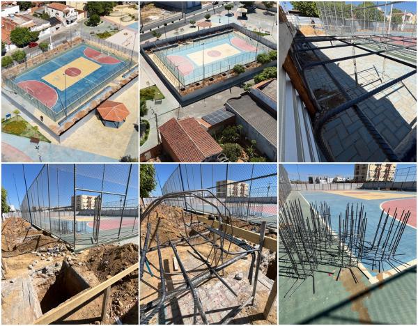 OBRAS – Prefeitura de Guanambi inicia cobertura da quadra do Bairro Santo Antônio; gestão chega a cinco coberturas em execução.